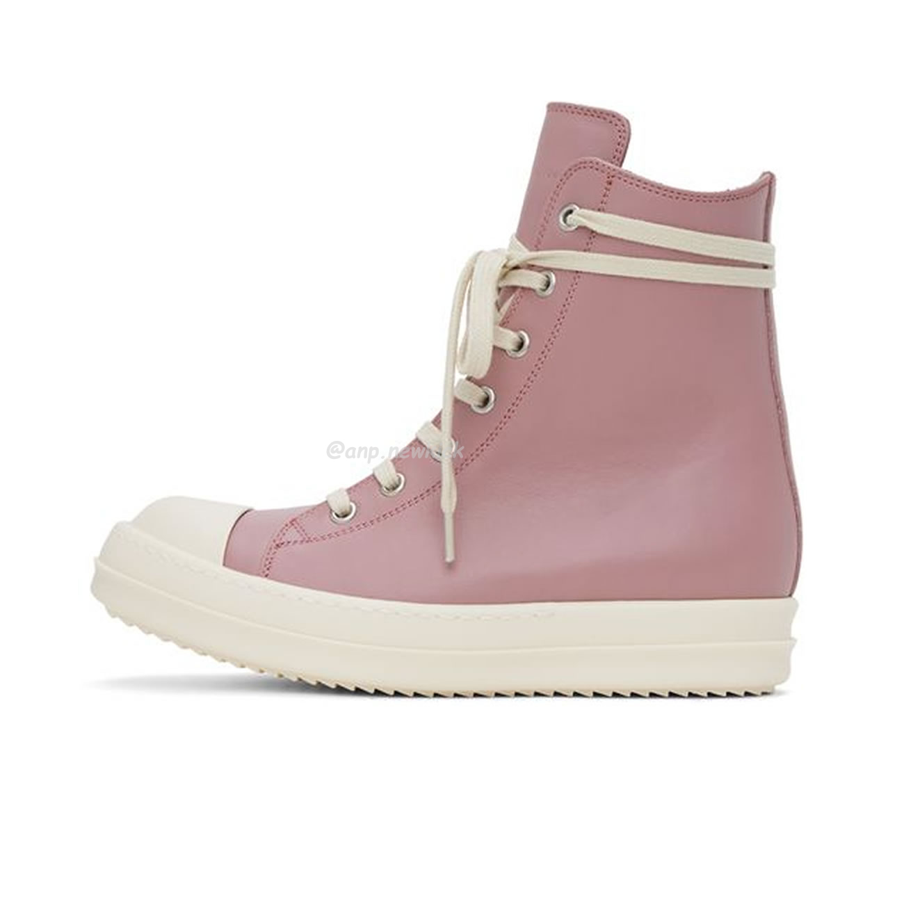 Rick Owens Lace Up Leather Sneakers Pink (1) - www.newkick.org